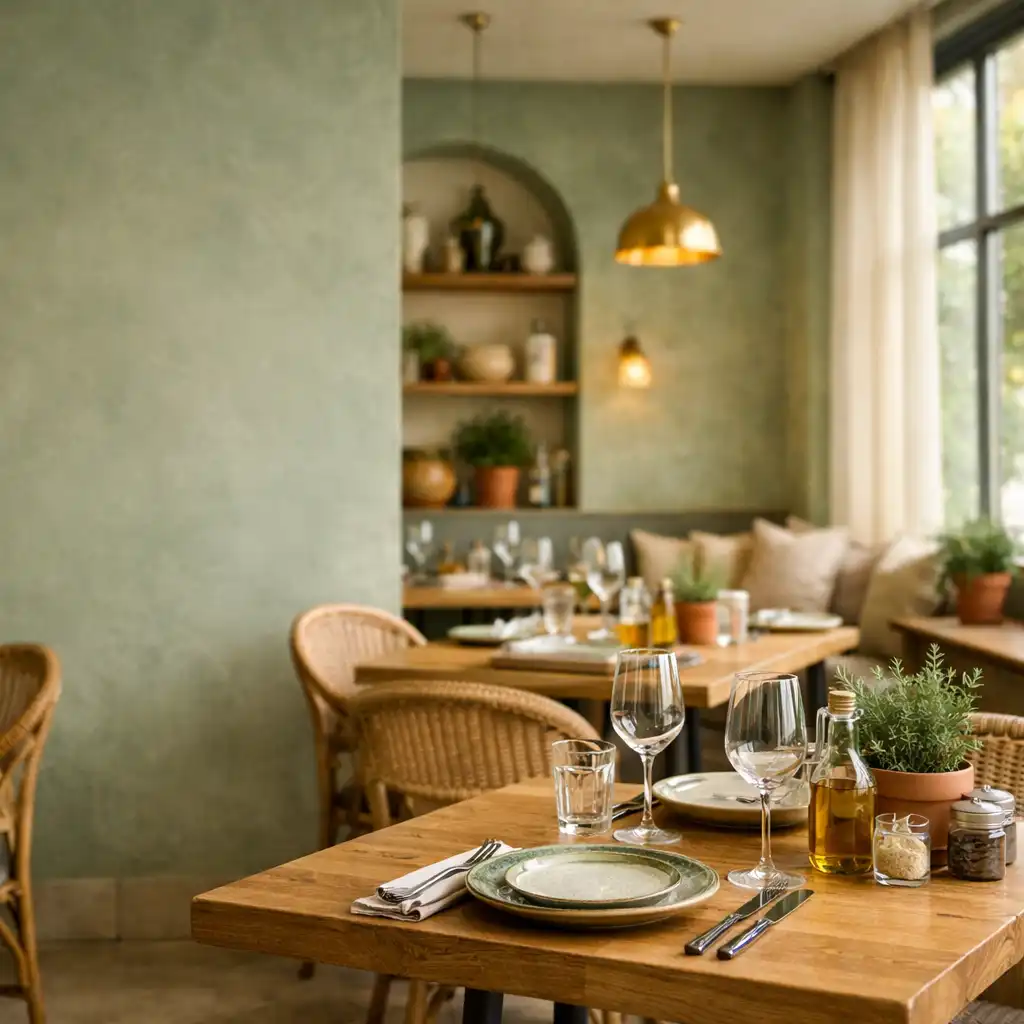 Ambiance chaleureuse du bistro méditerranéen du Comptoir Sauge